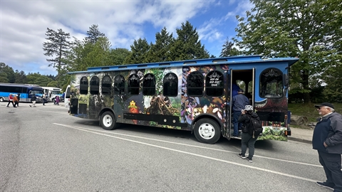 Great Canadian Trolley bus in Stanley Park, Vancouver, BC, Canada