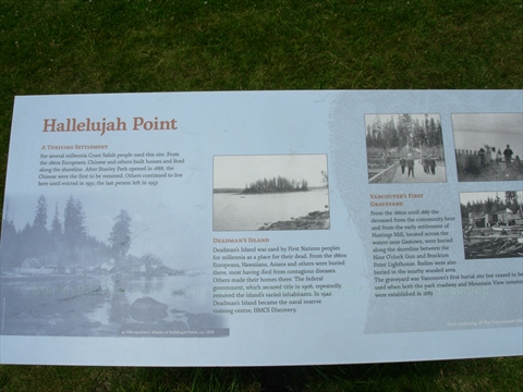 Deadman's Island plaque in Stanley Park, Vancouver, BC, Canada