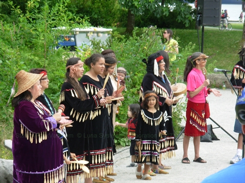First Nations performers in Stanley Park, Vancouver, BC, Canada