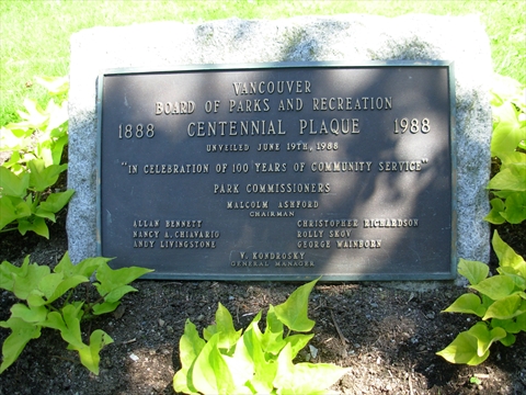 Vancouver Parks Board Office plaque
