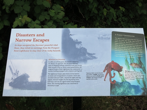 Prospect Point Lighthouse signboard in Stanley Park, Vancouver, BC, Canada