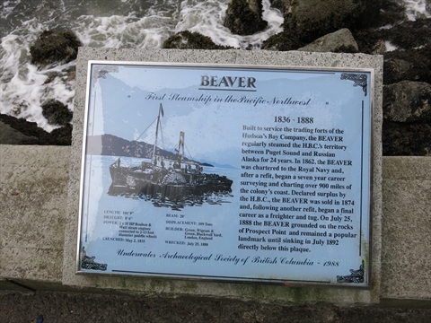 SS Beaver shipwreck commemoration plaque on the seawall