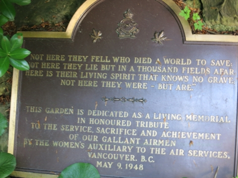 Air Force Garden of Remembrance in Stanley Park, Vancouver, BC, Canada
