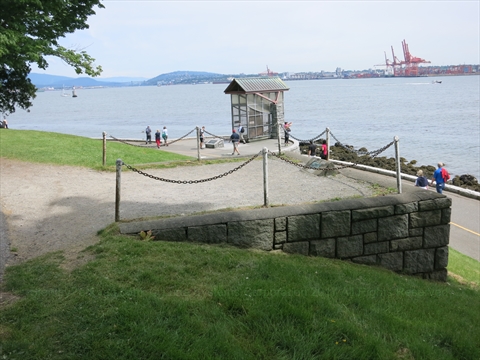 H.M.S. Egeria plaque close up view in Stanley Park, Vancouver, BC, Canada