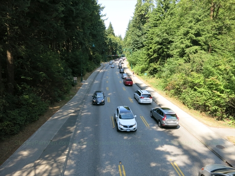 Stanley Park Causeway lane view highlighting overhead signals