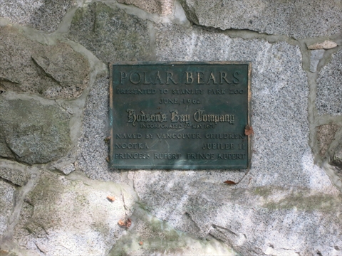 Polar Bear Compound Plaque in Stanley Park