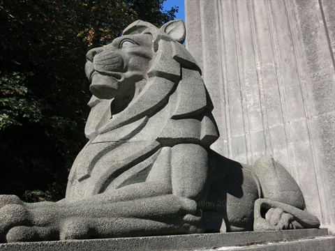 Lion at entrance to Lions Gate Bridge, Vancouver, BC, Canada