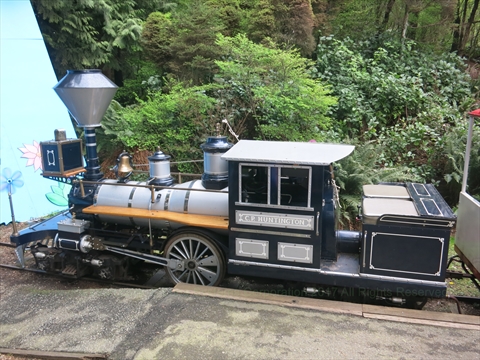 Current CP Huntington Stanley Park train in Stanley Park, Vancouver, BC, Canada
