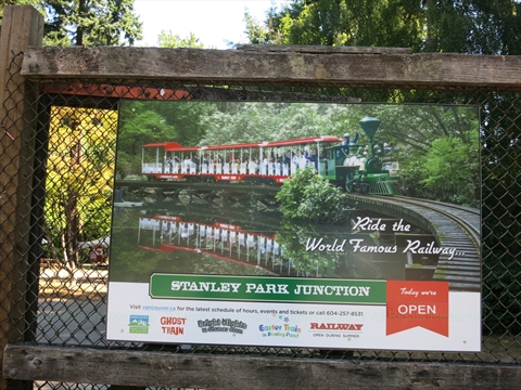 Miniature Train Riding on Tracks, Vancouver, BC, Canada