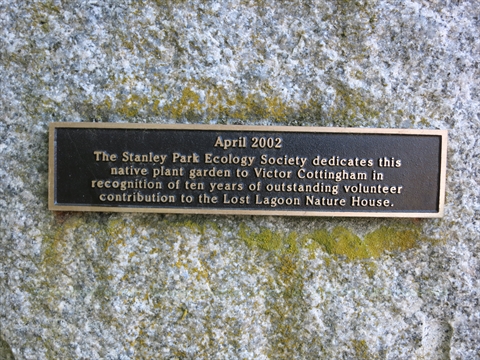 Nature House plaque in Stanley Park, Vancouver, BC, Canada