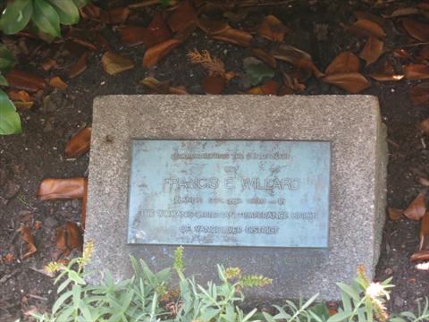 Francis Willard Bush plaque in Stanley Park, Vancouver, BC, Canada