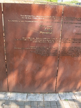panel of Vancouver AIDS Memorial at English Bay, Vancouver, BC, Canada