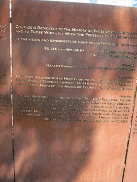 panel of Vancouver AIDS Memorial at English Bay, Vancouver, BC, Canada