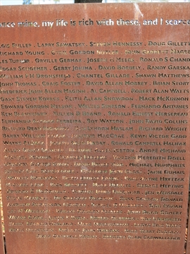 panel of Vancouver AIDS Memorial at English Bay, Vancouver, BC, Canada