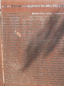 panel of Vancouver AIDS Memorial at English Bay, Vancouver, BC, Canada