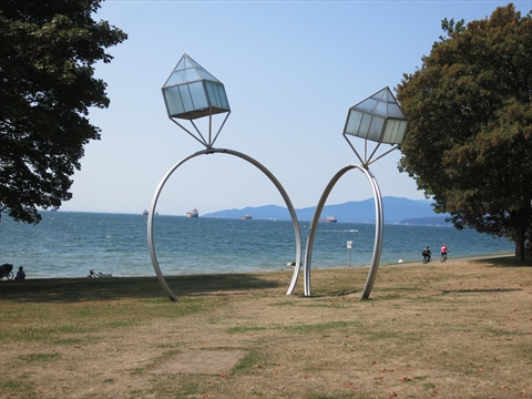 Engagement art at English Bay, Vancouver, BC, Canada