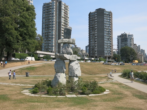 Inukshuk Monument at English Bay, Vancouver, BC, Canada