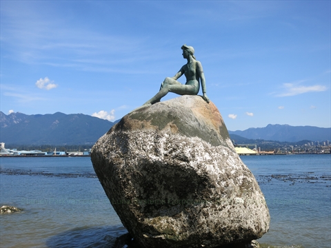 Girl in Wetsuit Statue in Stanley Park, Vancouver, BC, Canada