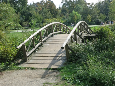 Ceperley Meadow wooded bridge in Stanley Park, Vancouver, BC, Canada