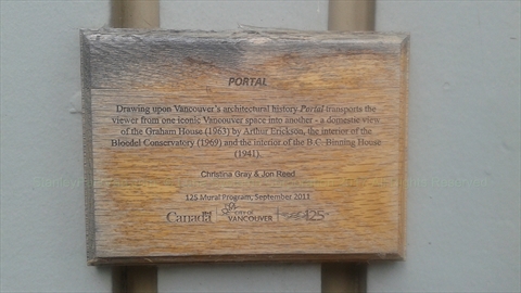 Portal Murals plaque in Stanley Park, Vancouver, BC, Canada