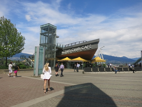 Sleek glass dining exterior of Cactus Club Cafe on Jack Poole Plaza