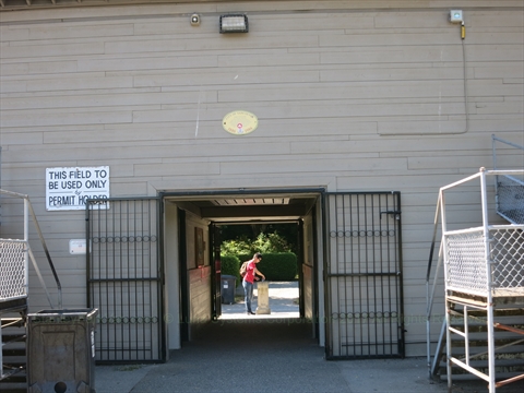 Percy Williams plaque is above the entrance
