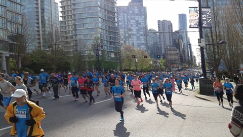 Crowds running in the annual Vancouver Sun Run