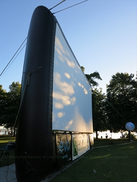 The massive 40-foot outdoor screen standing tall in Ceperley Field