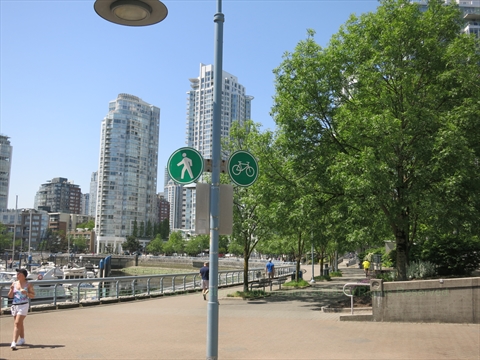 False Creek Seawall in Vancouver, BC, Canada