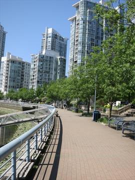 False Creek Seawall in Vancouver, BC, Canada