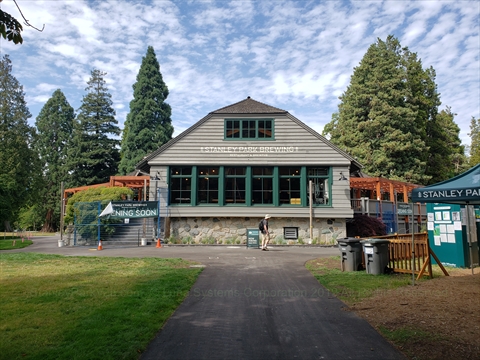 Washrooms at the Stanley Park Brewery in Stanley Park, Vancouver, BC, Canada