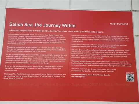 Salish Sea, the Journey Begins archway at Canada Place in Vancouver, BC, Canada