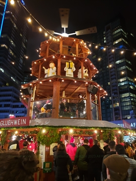 Musicians performing live music at the Vancouver Christmas Market