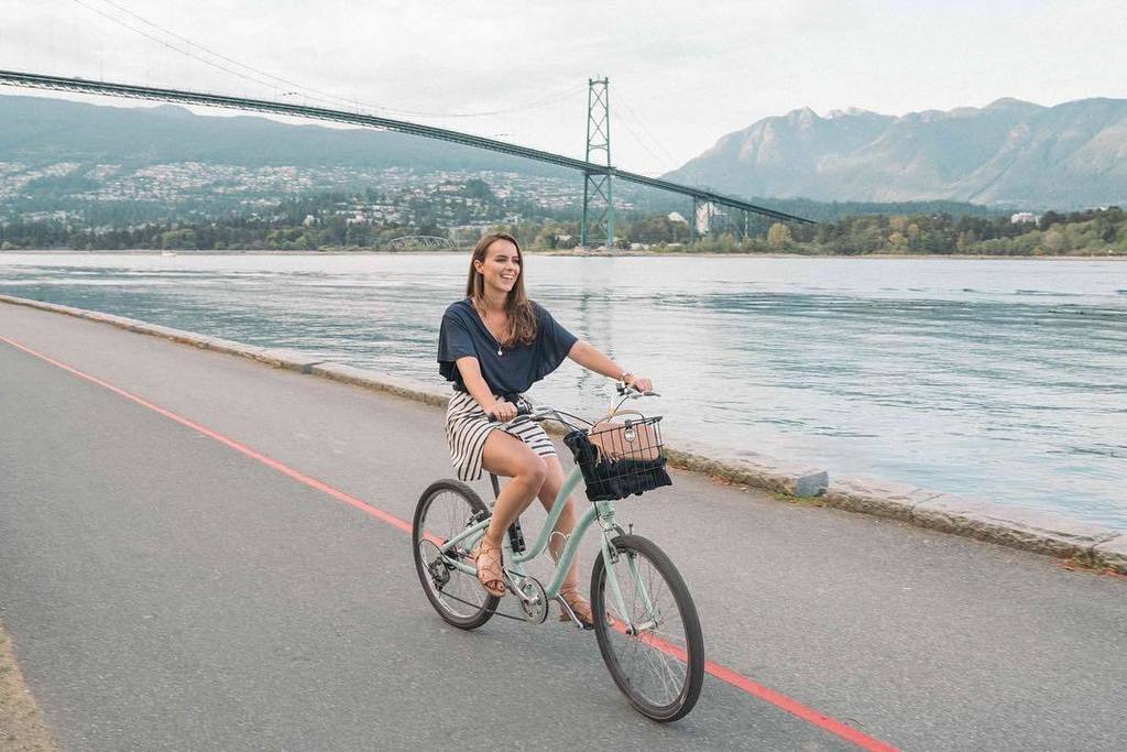 Bicycling in Stanley Park, Vancouver, BC, Canada