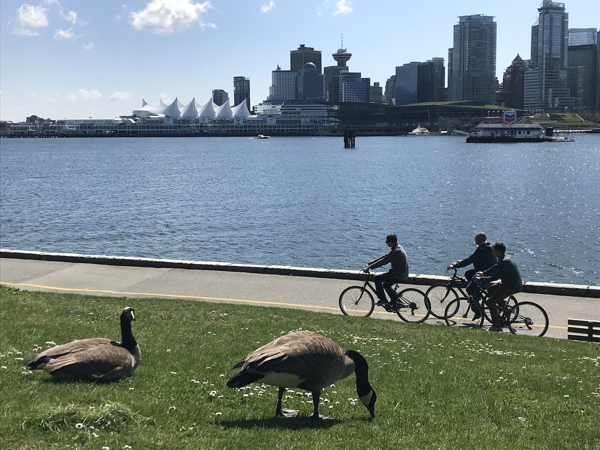 Bicycles on Stanley Park seawall, Vancouver, BC, Canada