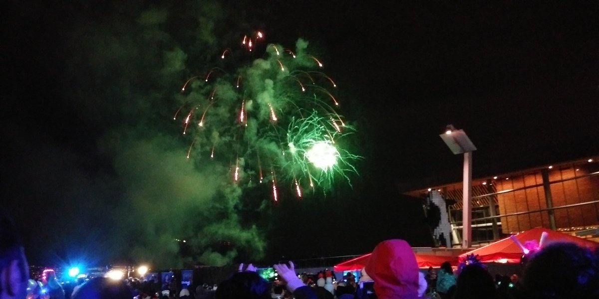 Massive fireworks display for New Years Eve at Jack Poole Plaza