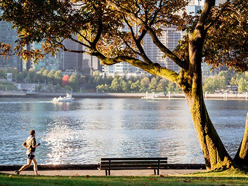 Running in Stanley Park, Vancouver, BC, Canada