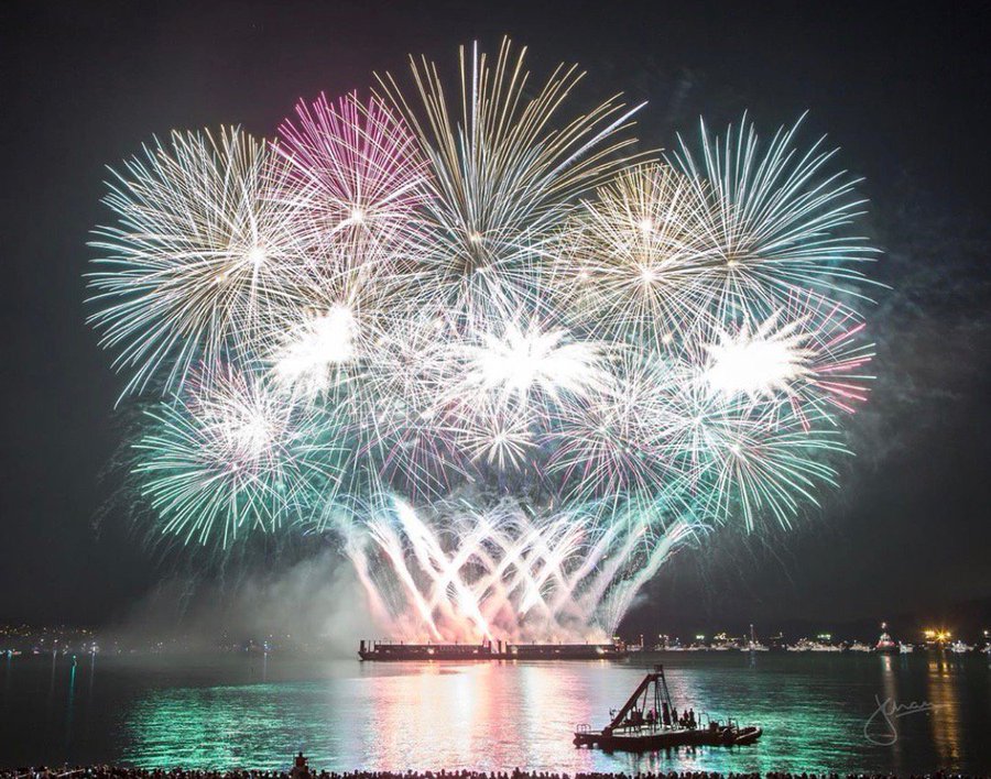 Fireworks in English Bay, Vancouver, BC, Canada