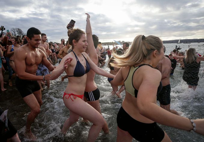 Polar Bear Swim in English Bay, Vancouver, BC, Canada