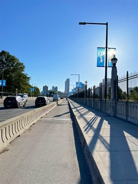 Burrard Street Bridge bicycle lane in Vancouver, BC, Canada